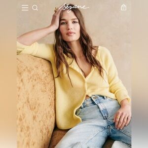 Sezane Gaspard Cardigan Jaune Pastel. - Size S